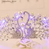 Jóias para cabelos de casamento Vintage Crystal Pearl n Crown Bride Diadema luminosa com LED LUZ GIRLS BIRTAY Party Tiara 230630 L240402