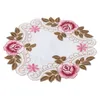 TABLEAUX 6 pcs fleur blanc circulaire tapis de salle à manger soies et satines rotondité isolée tasse de café décoratif