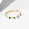 Clusterringen Factory Custom Sapphires zirkon vier stappen ring 14K vergulde sieraden bulk stapelen 925 zilveren vinger voor vrouwen