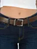 Belts Metal Buckle Brown Belt Woman Casual Vintage Rock n Roll Punk Fashion Streetwear Chic 2024