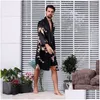 Ropa de dormir para hombres para hombres para hombres negros bata kimono kimono satin satin nightwear