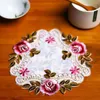 TABLEAUX 6 pcs fleur blanc circulaire tapis de salle à manger soies et satines rotondité isolée tasse de café décoratif