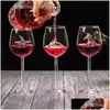 Vers de vin à la maison Fashion The Original Shark Red Gobelet Glass Makade For Party Flutes Glass Drinkware Gift Drop Livrot Dhqxe