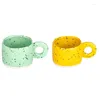 Mugs Creative Ring Handle Ceramic Mug Candy Color Milk Coffee Cup Office Home Drinkware Microwave Oven Couple Handgrip Cups