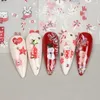 5d präglade jul nagelkonst klistermärken vintern nyår rött jultomten trädpenguins snögubbe skjutreglage dekaler manikyr glji-5d