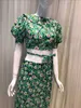 Dwuczęściowa sukienka projektant Taichao marka 2021 wczesna wiosna miu Broken Flower Backless Holiday Dwuczęściowy rękaw z bąbelkami Wróżka Rope 8fy7