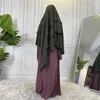 Hijab Khimar 4 층 Ramdan eid기도 의류 평범한 무슬림 긴 머리카로 여성 이슬람 사우디 터키 niqab djellaba 240327을위한 hijabs