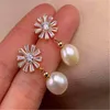 Boucles d'oreilles en peluche 11-12 mm blanc baroque perl zircon argent oreille étal