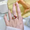 Cluster anneaux 925 Silver Love Pigeon Blood Red 6 Ring en forme de coeur Grand Luxury Luxury Instagram personnalisé en gros