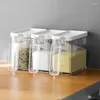 Storage Bottles Japanese Simple Superposition Open Lid With Spoon Seasoning Box Household Kitchen Sealed Moisture-proof Salt Sugar