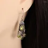 Boucles d'oreilles cerceaux rétro Green Multi-gemstone 2 Pendent pour femmes filles bijoux de luxe Bijoux de fête d'anniversaire de la fête des mères