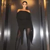 Casual jurken Sexy Slash Neck Off Shoulder Autum lange mouwontwerper voor vrouwen elegante stretch skinny jurk bodycon Party Nightwear