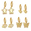Dangle Ohrringe Goldfarbe Schmetterling für Frauen Kupfer Cz Herz Cartoon Menschen geschenkte Schmuckgeschenke ERSS57