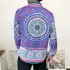 Bohemian Holiday Print Shirt for Men 2024 Spring Portrait Print Shirt Fashion Long Sleeve Hip Hop Party Stage Wear Social Shirt 240329