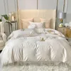 Bedding Sets 100S Egyptian Cotton Flowers Love Embroidery Princess Set Lace Quilt Duvet Cover Bed Linen Pillow Shams Bedclothes