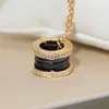 High version spring ceramic necklace with 18K rose gold inlaid diamond for women, fashionable and luxurious ceramic pendant, collarbone chain for women