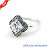 Cluster Rings Crystalized Floral Silver With CZ 925 Sterling Jewelry DIY Wholesale 09R059