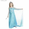 Flickans klänningar Girls Princess Party Dress Anna Elsa Cosplay Costume For Children Halloween Christmas Party Clothing Barn Fancy Birthday Vestido L240402