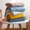 Simple Soild Knitted Blanket Decor Sofa Cover Blanket Fringe Thin Blanket Office Air Conditioning Blankets Summer Nap Blankets 240328