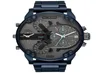 Montre-bracelets sport dz big cadran Men039s Watch Double Machine 7395 Bleu en acier bleu Quartz Watches Male Clove Locomotive Relo5597026