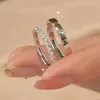 Anéis de casamento Zakol requintado requintado Crystal Czz Casal TwanG -Ring Conjunto de jóias lindas da faixa colorida para mulheres