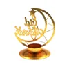 Porta a lume di candela battuto in ferro battuto Eid Mubarak Ramadan Decorazioni marocchine Moon Shape Candlestick Home Centrotavola Candlestand