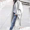 Women'S Wool & Blends Womens Winter Coat Leisure Long Pure Color Warm Kee Woolen Clothes Women Clothing Drop Delivery Apparel Outerwea Dh4Ay