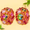 Boucles d'oreilles Round Crystal Ear Clip sans pierre bijoux de Noël cadeau de Noël coloré pour femmes
