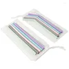 Drinking Straws 5pcs/pack Portable 11mm Silicone Straw Set With Cloth Bag Packed Juice Milk Tea Drink Reuse