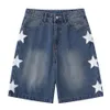 Retro Star Splating Denim Shorts Men Summer Harajuku streetwear dżinsy szorty moda swobodne luźne blue dżinsowe szorty unisex 240329