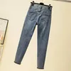 Frauen Jeans VMewsher Vintage hohe Taille Frauen glänzender Strassmodus weibliche Mode Casual Pencil Hosen Knöchellänge Hosen Streetwear