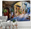 Tapestries Classic House Street Throw Bohemian European Town Wall Hanging Beach Towel Art Dorm Home Decor