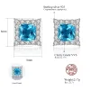 Anelli CZCity Eleganti 925 Sterling Sterling Square Sapphire Orecchini per donne piccoli splendenti cz Orecchini in pietra di gemme avvolgenti regalo