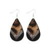 Dangle Earrings Women's Jewelry Western Cowboy Three Layer Leopard Pattern Water Drop Leatherパーソナライズされた大胆