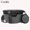 TOTES Moda Rhinestone Bel Kuşak Çantası Kadın Göğüs Crossbody Pack Pu Bling Fanny Açık Hava Alışveriş İşleri için