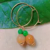 Boucles d'oreilles en peluche jaune naturel jade jadite jadéite billes oreille oreille d'oreille perle bedage cristal art art art art bohemian étalon