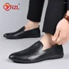 Casual Shoes YRZL Leather Men Black Formal Mens Loafers Moccasins Italian Comfortable Big Size 46 Slip On Male