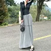 French dark gray drape half length skirt womens spring and autumn temperament lazy A-line skirt slimming large swing skirt