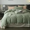 Bedding Sets 2024 Four-piece Simple Cotton Double Household Bed Sheet Letter Pattern Quilt Cover Comfortable Beige Green