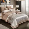 Bedding Sets Sateen Cotton Damask Jacquard Duvet Cover Luxury 4Pcs Soft Silky Set With Zipper Quilted Bedspread Pillowcases