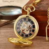 Pocket Watches Gold Octopus Mechanical Pocket Steampunk Skeleton Hand-wind Flip Clock Fob With Chain For Men Women Collection L240402