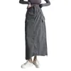 Skirts For Women 2024 Women's High Waist Slim Casual Side Drawstring Pleated Tooling Half Skirt Slit Aline Christmas