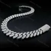 925 스털링 실버 남성 13mm 마이애미 쿠바 체인 링크 모이사니트 다이아몬드 D 컬러 VVS Moissanite Cuban Link Chain