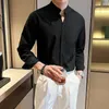 Men's Casual Shirts 3D Cut Standing Collar Shirt For Men Long Sleeve Loose Solid Color Business Social Office Male Clothing 2024