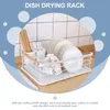 Kitchen Storage Iron Rack Accessories Drying For Counter Multifunction Assesorie Drainer Sink Wood Dishes