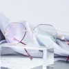 サングラスフレーム近視スペクタクル女性リムレスレトロ超軽量ダイヤモンドトリミング光学メガネの処方箋