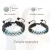 Brin 6/8 mm Double couches Black Matte Stone Perles Bracelet Corde tressée Perle mala Perle pour couples Cadeaux Jelwelry Cadeaux