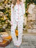 Home Clothing Women Casual Pajamas Sets Long Sleeve Pants Pjs Lounge Ser Sleepwear Holiday Printed Nightwear