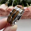 8mm Mens Womens Ring Tungsten Wedding Band Couples Fashion Jewelry Whisky Barrel Wood Inlay Polished Shiny Comfort Fit 240401