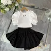 Lovely Summer Girls Brand Dresses Letters Printed Kids Short Sleeve Dress Cotton Children Turn-Down Collar Dresss Child Skirts baby girl clothes